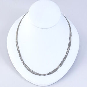 Vintage Italy Sterling Silver 925 7-Strand Serpentine Chain Necklace 20”